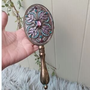 Alexander Kalifano Enameled Jeweled Decorative Butterflies Hand Held Mirror